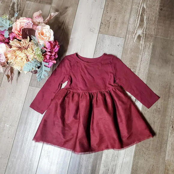 Old Navy Baby Toddler Girl Burgundy Dress Tulle Skirt 2T - Picture 1 of 8
